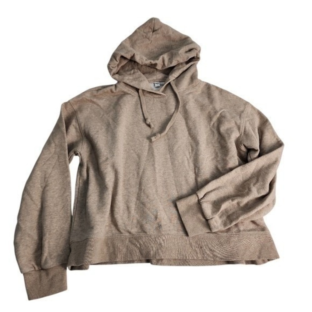 Uniqlo Hoodie Women Size Medium Tan Minimalist Loungewear Cozy Sweatshirt Casual